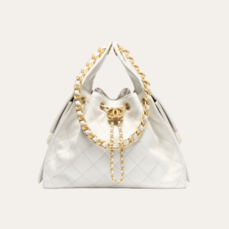 Chanel 25 Small Hand Bag White 13.4 Inches