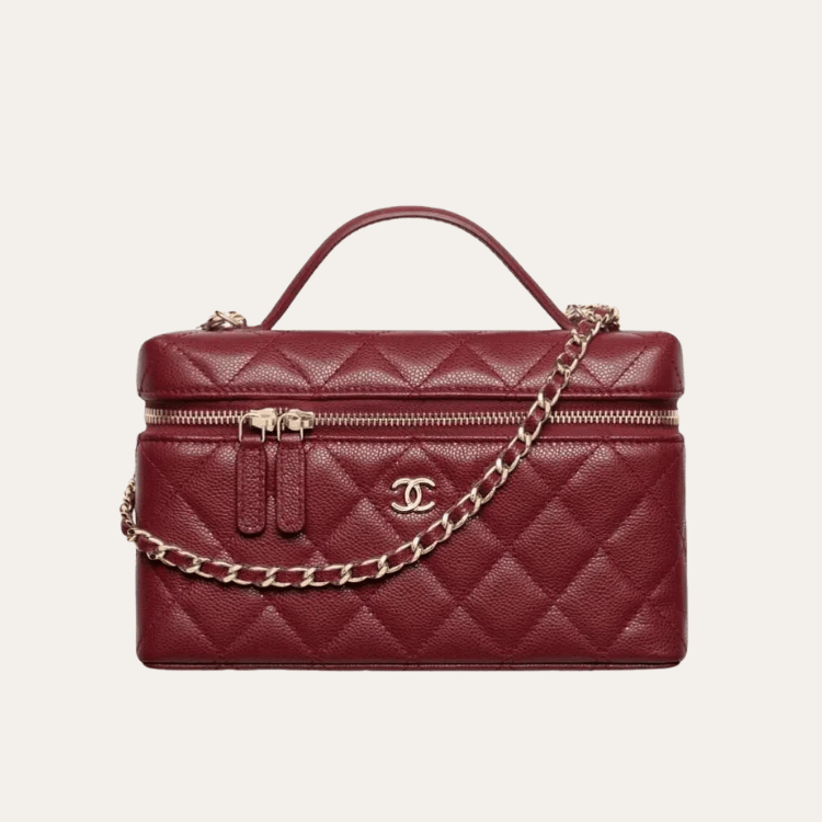 Chanel Vanity With Chain Burgundy 7.9 Inches