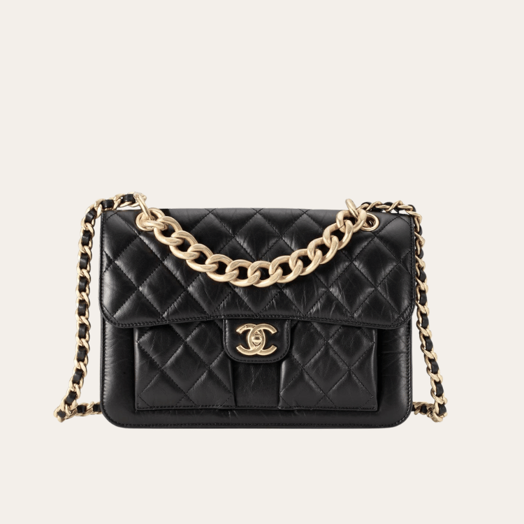 Chanel Vintage Postman Flap Backpack Black 8.7 Inches