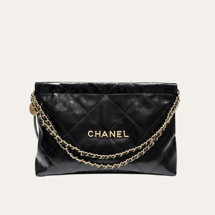 Chanel 22 Horizontal Bucket Bag Black 13.8 Inches