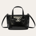 Chanel Vanity Mini Tote Bag With Crystal Cc Logo Black 6.3 Inches