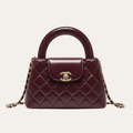 Chanel Mini Top Handle Flap Bag Burgundy 8.3 Inches