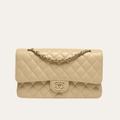Chanel Classic Grain Gold Hardware Handbag Beige 9.8 Inches A01112