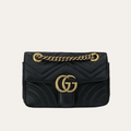Gucci Gg Marmont Velvet Shoulder Bag Black 10.2 Inches