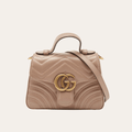 Gucci Gg Marmont Top Handle Chain Shoulder Bag Nude 8.3 Inches