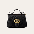 Gucci Gg Marmont Top Handle Chain Shoulder Bag Black 8.3 Inches