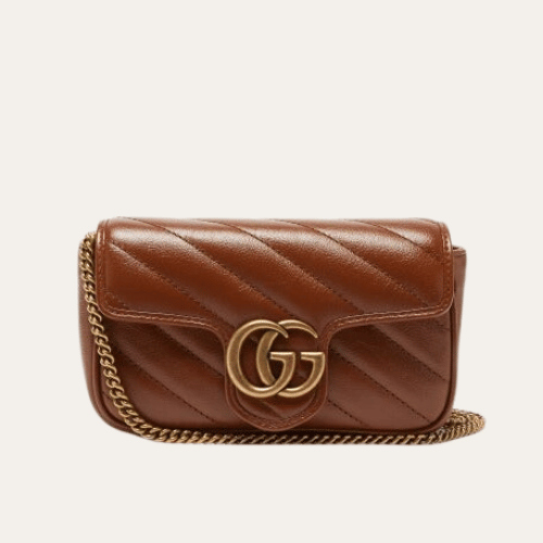 Gucci Gg Marmont Chain Shoulder Bag Brown 10.2 Inches