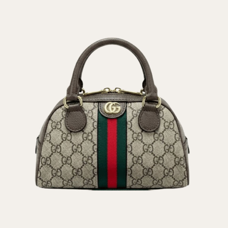 Gucci Ophidia Mini Boston Bag Brown 8.3 Inches
