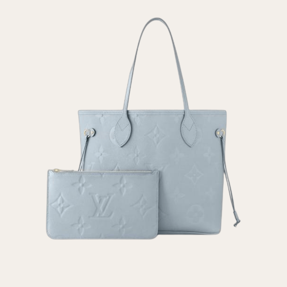 Louis Vuitton Neverfull MM Monogram Empreinte Blue 12.2 Inches M46482
