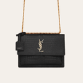 Saint Laurent Sunset Bag Black Croc 9 Inches 442906DND0J1000