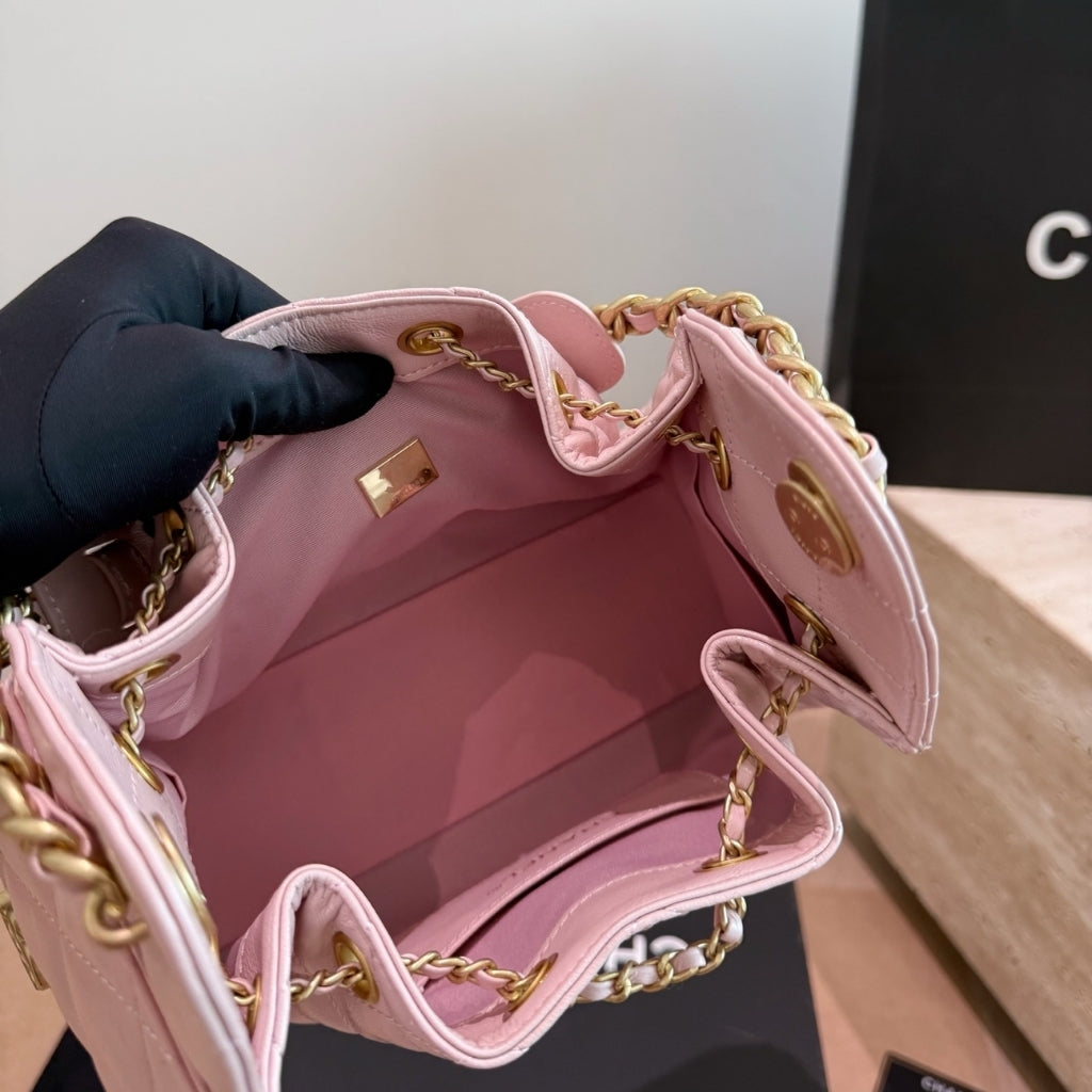 Chanel 25 Mini Smooth Leather Handbag Pink 20cm