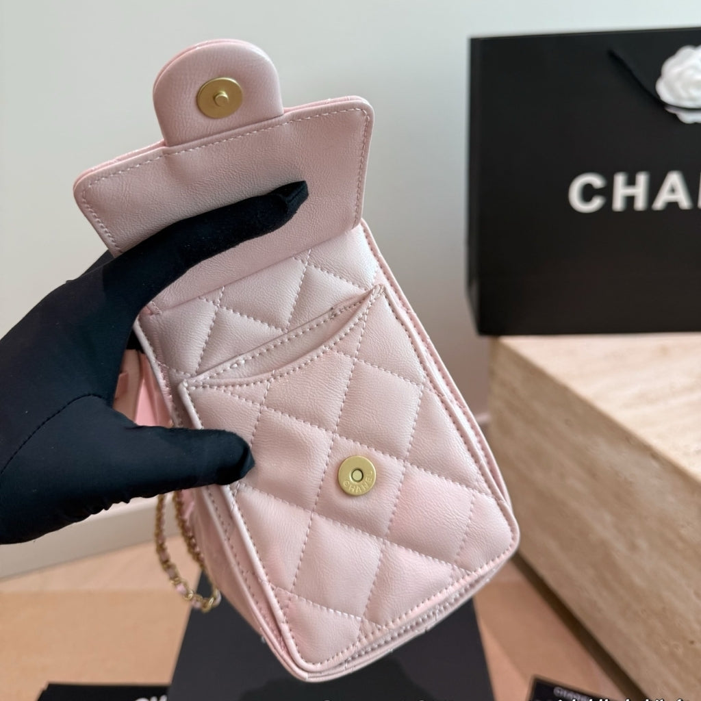 Chanel 25 Mini Smooth Leather Handbag Pink 20cm