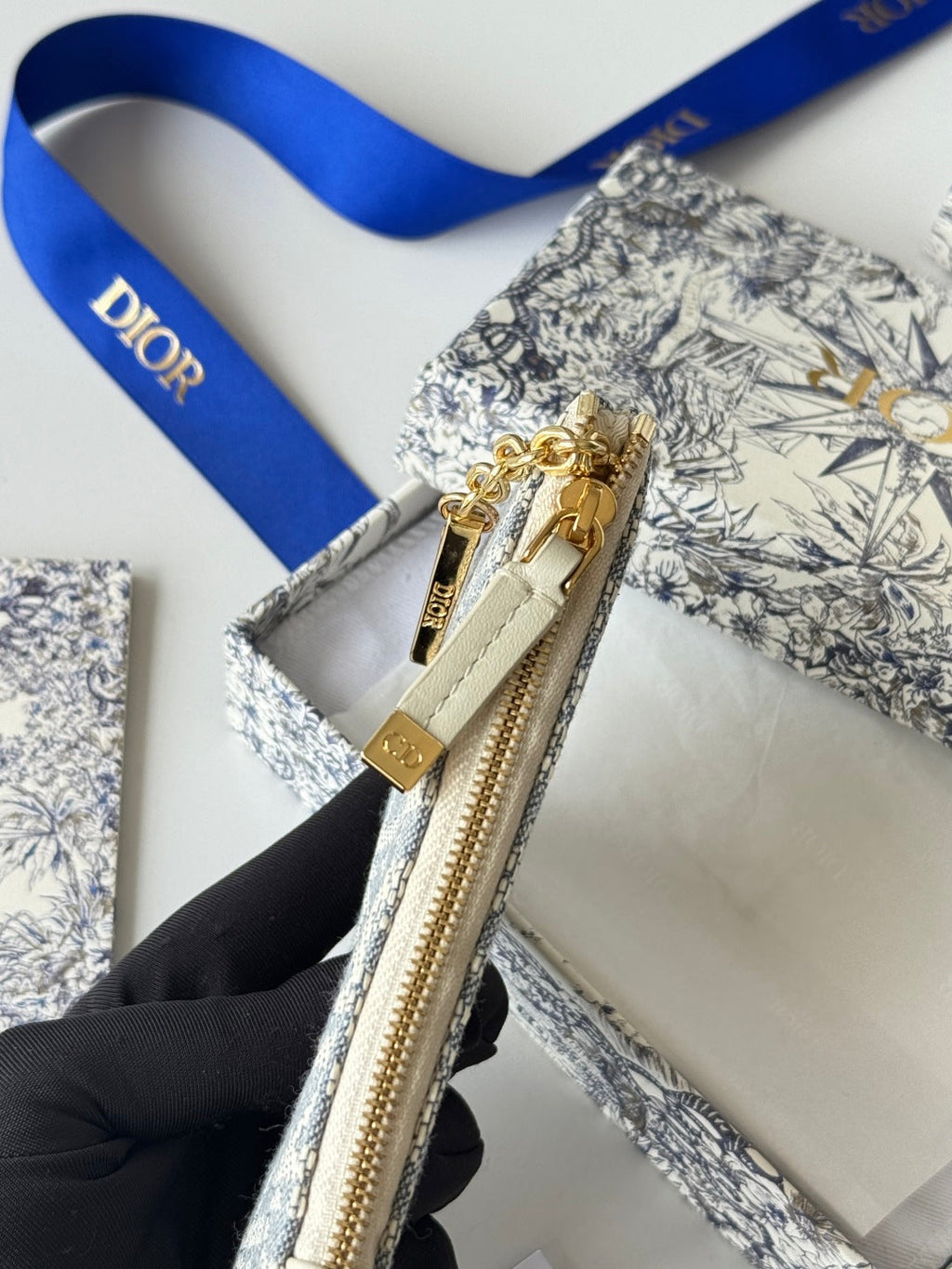 Dior 25S Travel Myrte Zipped Key Case 14 in Blue Oblique Jacquard Canvas