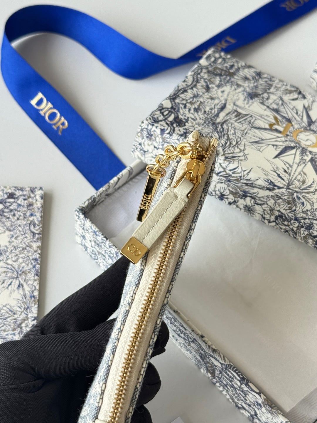 Dior 25S Travel Myrte Zipped Key Case 14 in Blue Oblique Jacquard Canvas