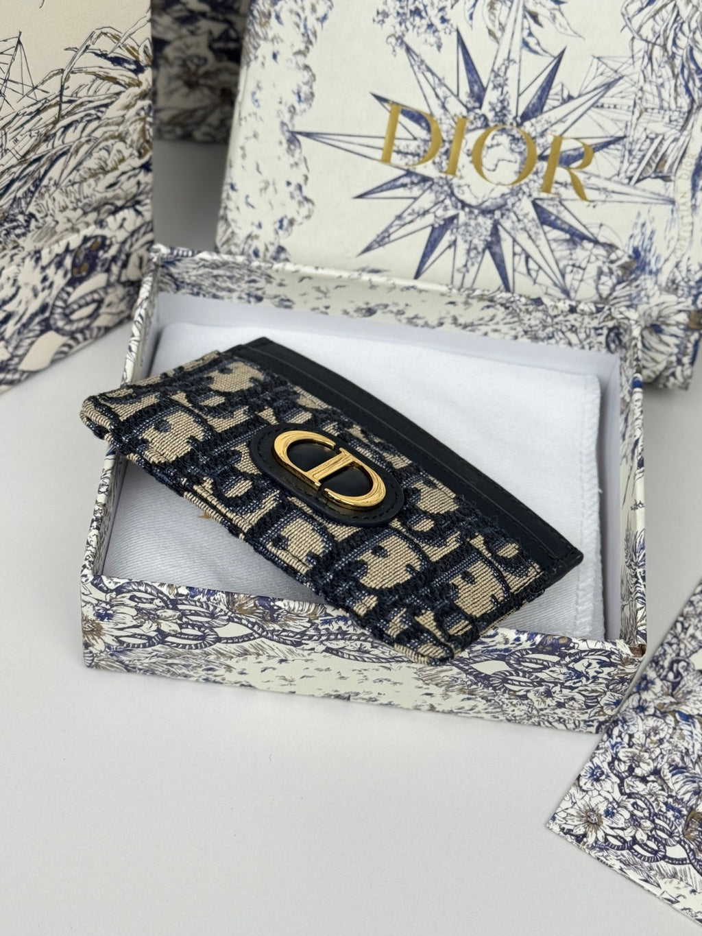 Dior 25S 30 Montaigne Card Holder 10 in Black Oblique Jacquard Canvas