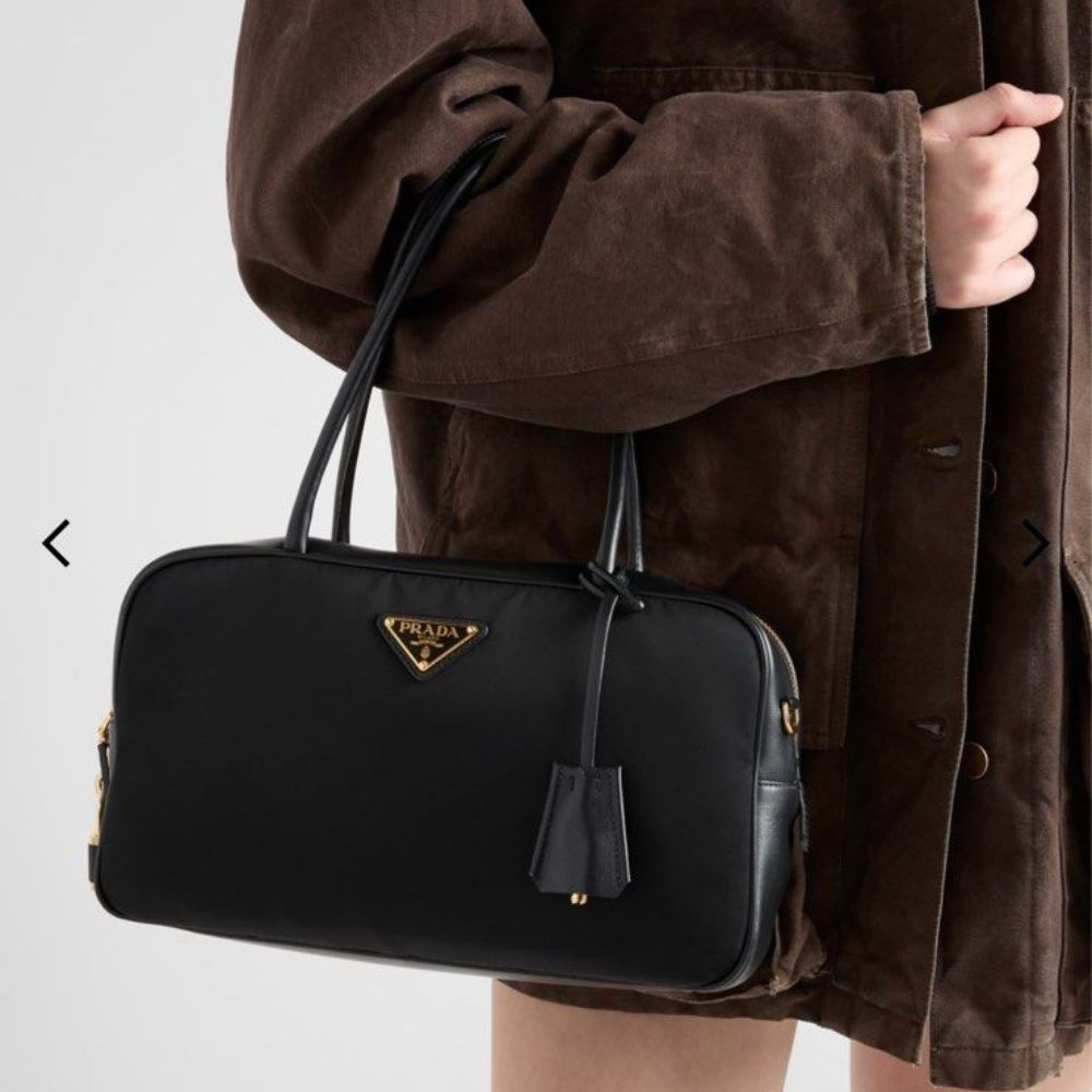 Prada Re Nylon Small Top Handle Bag With Padlock Black 11 Inches 1Bb133 2C8Q F0002 V Odo
