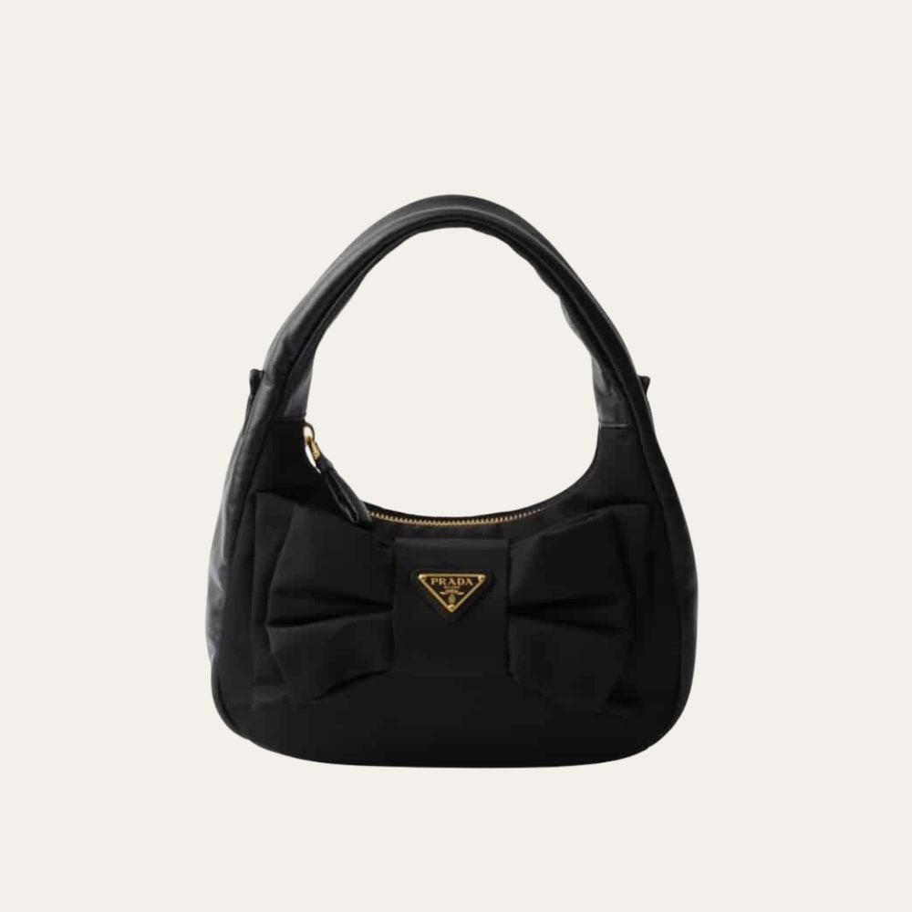 Prada Re Nylon And Nappa Mini Bag With Bow Black 8.3 Inches 1Bc241 Rp0C F0002 V Oxo