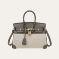 Hermes Birkin 25 Two Tone Toile Canvas Gold Hardware Grey 25Cm