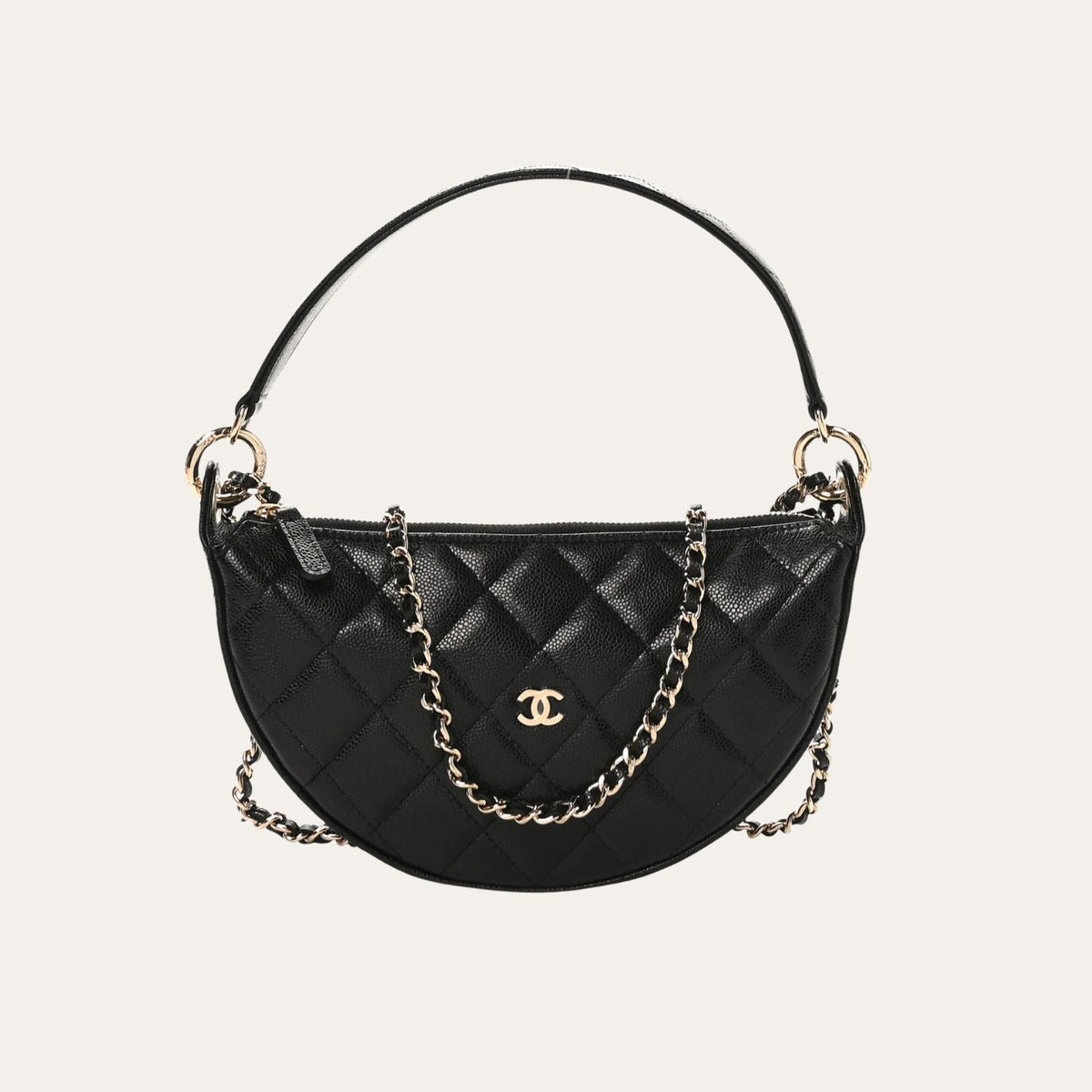 Chanel Quilted Chain Around Pouch Black 7.5 Inches